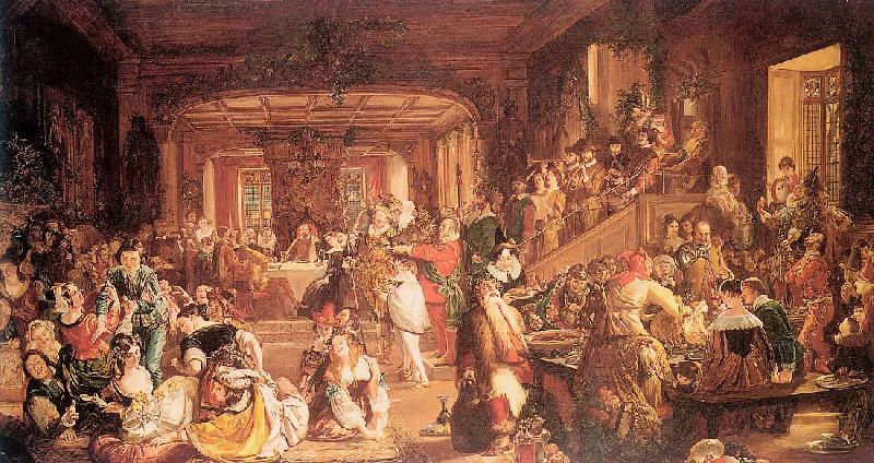Maclise, Daniel Merry Christmas in the Baron's Hall Sweden oil painting art